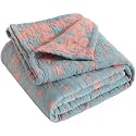 NTBAY 3 Layer Oversized Muslin Toddler Blanket, 45 x 60, Red and Blue Star