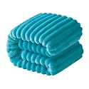 NTBAY Plush Flannel Twin Bed Blanket, 60X80 Inches Soft and Warm Lightweight Blanket with Striped Texture Bed Blanket for Couch Sofa Bed All Seasons, 60"x80", Turquoise