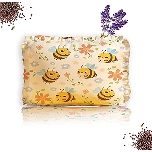 ntbay rai mustard seeds pillow with lavender baby-round head shaping baby pillowneck support pillow gifting 0-12 months for infant microfiber toddler standard yellow