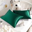 NTBAY Toddler Satin Pillowcases, Set of 2, 14 x 20, Dark Green