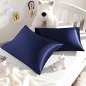 NTBAY Toddler Satin Pillowcases, Set of 2, 14 x 20, Navy Blue