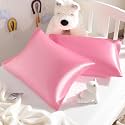 NTBAY Toddler Satin Pillowcases, Set of 2, 14 x 20, Pink