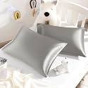 NTBAY Toddler Satin Pillowcases, Set of 2, 14 x 20, Grey