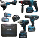 NTH 4PCS COMBO KIT-BL MOTOR-2X48V BATTERY-IMPACH DRILL-ANGLE GRINDER-26 HAMMER-390NM Cordless Impact Wrench