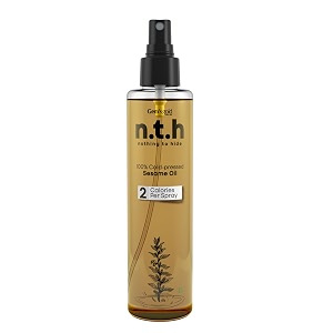 nth pure amp unrefined cold pressed sesame gingelly oil 200 ml spray  90 less consumption  1 spray  2 calories  cholesterol-free  multipurpose ayurvedic oil  reusable bottle