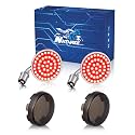 NTHREEAUTO 1157 Turn Signals with Smoked Lens Cover, Full LED Light Up 2 Inch Bullet Rear Brake Running Light Compatible with Harley Softail Dyna Sportster Fatboy Street Glide Road King
