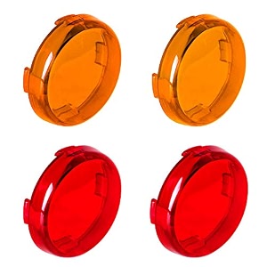 nthreeauto bullet turn signal light lens cover compatible with harley sportster street glide road king softail full set amber red