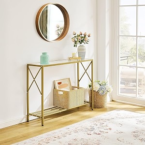 crafter console table entryway table narrow sofa table with shelves entrance table for hallway entryway living room foyer corridor office gold