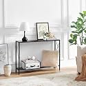 Crafter Console Table, entryway Table, Narrow Sofa Table with Shelves, Entrance Table for Hallway, Entryway, Living Room, Foyer, Corridor, Office (Black)