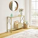 Crafter Console Table, entryway Table, Narrow Sofa Table with Shelves, Entrance Table for Hallway, Entryway, Living Room, Foyer, Corridor, Office (Gold)