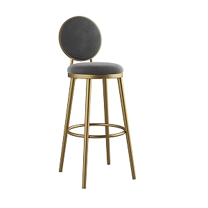 crafter decor bar stool - upholstered counter height kitchen barstool with backrest for home breakfast 45 cm grey