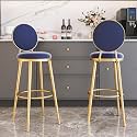 Crafter Decor Bar Stool for Counter Kitchen Bar stools Upholstered Counter Height Stools with Backrest Kitchen Barstools for Kitchen Counter Breakfast Home (55 cm, Blue)