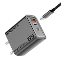 Nu Republic Cybotron 65W GaN Superfast Wall Charger with Type-C to Type-C Cable, 65W Output Compatible with MacBook &amp; Type-C Laptop Charging, iPhone, Samsung, OnePlus, Nothing (Grey)