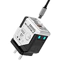 Nu Republic Cybotron 67W GaN Charger, 3-Port (PD + PD + QC 3.0), Type-C to Type-C Cable Included, QC 3.0, PowerBlitz Technology, Transparent Mecha Design (Silver)