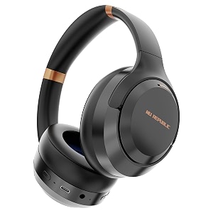 nu republic starboy 3 with 56 hour playtime x-bass technology 40mm neodymium drivers gaming mode bluetooth v54 50ms low latency type-c fast charging enc bluetooth headphones black