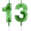 Nuanchu 13th Birthday Candles Cake Topper Number, Green, 3.54 Inch