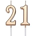 Nuanchu 21st Birthday Candles Cake Topper Number, Champagne Gold, 3.54 Inch