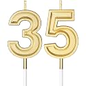 Nuanchu 35th Birthday Candles Cake Topper Number, Gold, 3.54 Inch