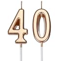 Nuanchu 40th Birthday Candles Cake Topper Number, Champagne Gold, 3.54 Inch