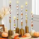 Nuanchu 6 Pcs Fall Flameless Taper Candles 10.6" LED Autumn Candle Sticks