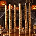 Nuanchu 6 Pcs Halloween Taper Candle Gold Snake Candles for Gothic Decor