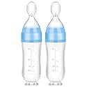 Nuanchu Baby Food Feeder Silicone Feeding Spoon Dispensing 2 Pcs 3 oz, Blue