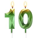Nuanchu Number 10 Th Birthday Candles Cake Topper Number, Green, 3.54 Inch