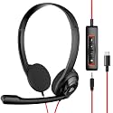 NUBWO HW02 USB C/3.5mm Headset with Mic for Laptop, Phone,Headphones with Noise Cancelling Microphone for Computer, On-Ear Wired Office Call Center Headset for Boom SkypeWebinars, in-line Control