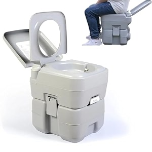 20l portable western flush toilet for camping indoor outdoor commode travel toilet for kids patients traveling toilet seat for adult grey