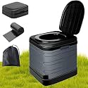 Portable Toilet for Camping Commode Chair for Adult Travel Foldable Toilet Seat for Adult Hiking Outdoor Toilet Stool for Patients With Waterproof Bag, Garbage covers (Grey with Black, 70L)