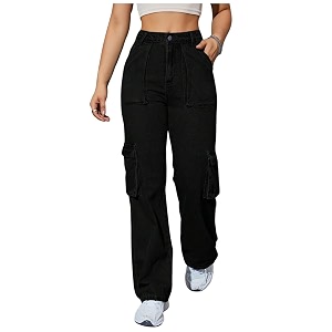 NUCOUTHS Women High Waist Relaxed Fit Casual