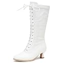 NueiVeiuo Women Vintage 70s Victorian Boots Knee