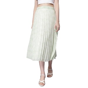 NUEVOSDAMAS Floral Printed Pleated Navy Multi Skirt