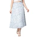 NUEVOSDAMAS Floral Printed Pleated NavyMulti Skirt