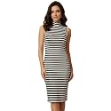 NUEVOSDAMAS Red Striped Sleeveless Ribbed Bodycon Midi