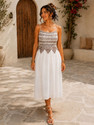 NUEVOSDAMAS Women Fit and Flare White Brown