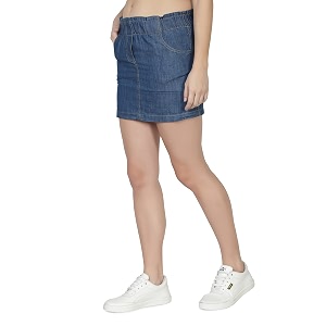 NUEVOSDAMAS Women Light Blue Denim Mini Skirt