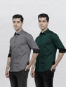 NuJi Men Slim Fit Solid Spread Collar
