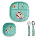 NUK Ms Rachel Tableware Set, Toddler Plate & Bowl, and Toddle Utensils - Fork and Spoon, Kids Dining Set, BPA-Free, Dishwasher-Safe, 12m+ (Pack of 6)