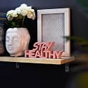 NUKKAD TALES Stay Healthy Pink Showpiece Motivational Quote Showpiece Office Décoration Items for Office Table Birthday Gift Items Gifts for Doctors (9 x 3.60 inch) Engineered Wood, Space