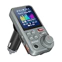 Nulaxy Big Screen &amp; Strong Mic Bluetooth Car Adapter FM Transmitter, Grey