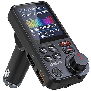 nulaxy car bluetooth transmitter strong microphone bluetooth car radio adapter with 1834 color screen for hands free calls supports qc30 charging treble and bass sound music player- km30