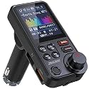 Nulaxy Car Bluetooth Transmitter, Strong Microphone Bluetooth Car Radio Adapter with 1.8" Color Screen for Hands Free Calls, Supports QC3.0 Charging, Treble and Bass Sound Music Player- KM30