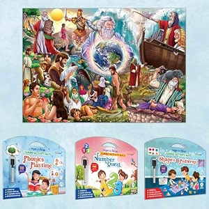 number quest activity mats shapes and patterns activity mats phonics playtime activity mats and giant bible old testament colouring poster  combo of 3 activity mats with pen and colouring poster