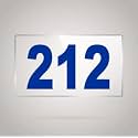 Numberplate 212 Room, Hotel, Hospital, Lodge,Apartment, Flat,Door No,College, Library, Rack Numbers Warehouse,Acrylic White Board Fixed with Blue Color PVC Waterproof Sticker
