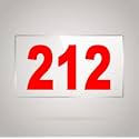 Numberplate 212 Room, Hotel, Hospital, Lodge,Apartment, Flat,Door No,College, Library, Rack Numbers Warehouse,Acrylic White Board Fixed with Red Color PVC Waterproof Sticker