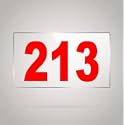Numberplate 213 Room, Hotel, Hospital, Lodge,Apartment, Flat,Door No,College, Library, Rack Numbers Warehouse,Acrylic White Board Fixed with Red Color PVC Waterproof Sticker