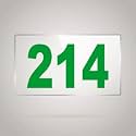 Numberplate 214 Room, Hotel, Hospital, Lodge,Apartment, Flat,Door No,College, Library, Rack Numbers Warehouse,Acrylic White Board Fixed with Green Color PVC Waterproof Sticker