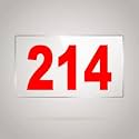 Numberplate 214 Room, Hotel, Hospital, Lodge,Apartment, Flat,Door No,College, Library, Rack Numbers Warehouse,Acrylic White Board Fixed with Red Color PVC Waterproof Sticker