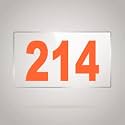 Numberplate 214 Room, Hotel, Hospital, Lodge,Apartment, Flat,Door No,College, Library, Rack Numbers Warehouse,Acrylic White Board Fixed with Orange Color PVC Waterproof Sticker